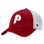 Philadelphia Phillies mens philadelphia phillies fanatics burgundywhite cooperstown collection core trucker snapback hat Collection - Exclusive Jerseys, Caps, and Hats