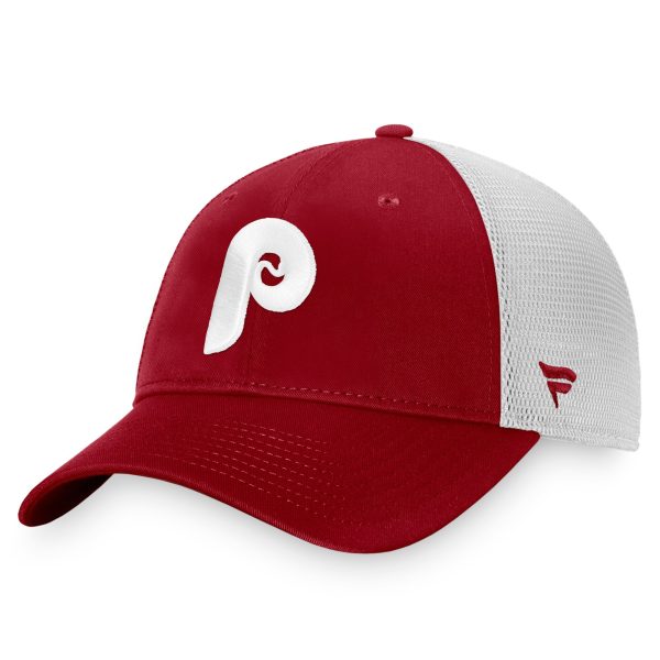 Philadelphia Phillies mens philadelphia phillies fanatics burgundywhite cooperstown collection core trucker snapback hat Collection - Exclusive Jerseys, Caps, and Hats