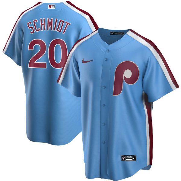 Philadelphia Phillies mens philadelphia phillies mike schmidt nike light blue road cooperstown collection replica player jersey Collection - Exclusive Jerseys, Caps, and Hats