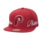 Philadelphia Phillies mens philadelphia phillies mitchell  ness maroon just don x mlb lux script snapback hat Collection - Exclusive Jerseys, Caps, and Hats