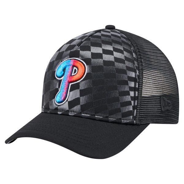 Philadelphia Phillies mens philadelphia phillies new era black gradient 9forty a-frame m-crown trucker adjustable hat Collection - Exclusive Jerseys, Caps, and Hats