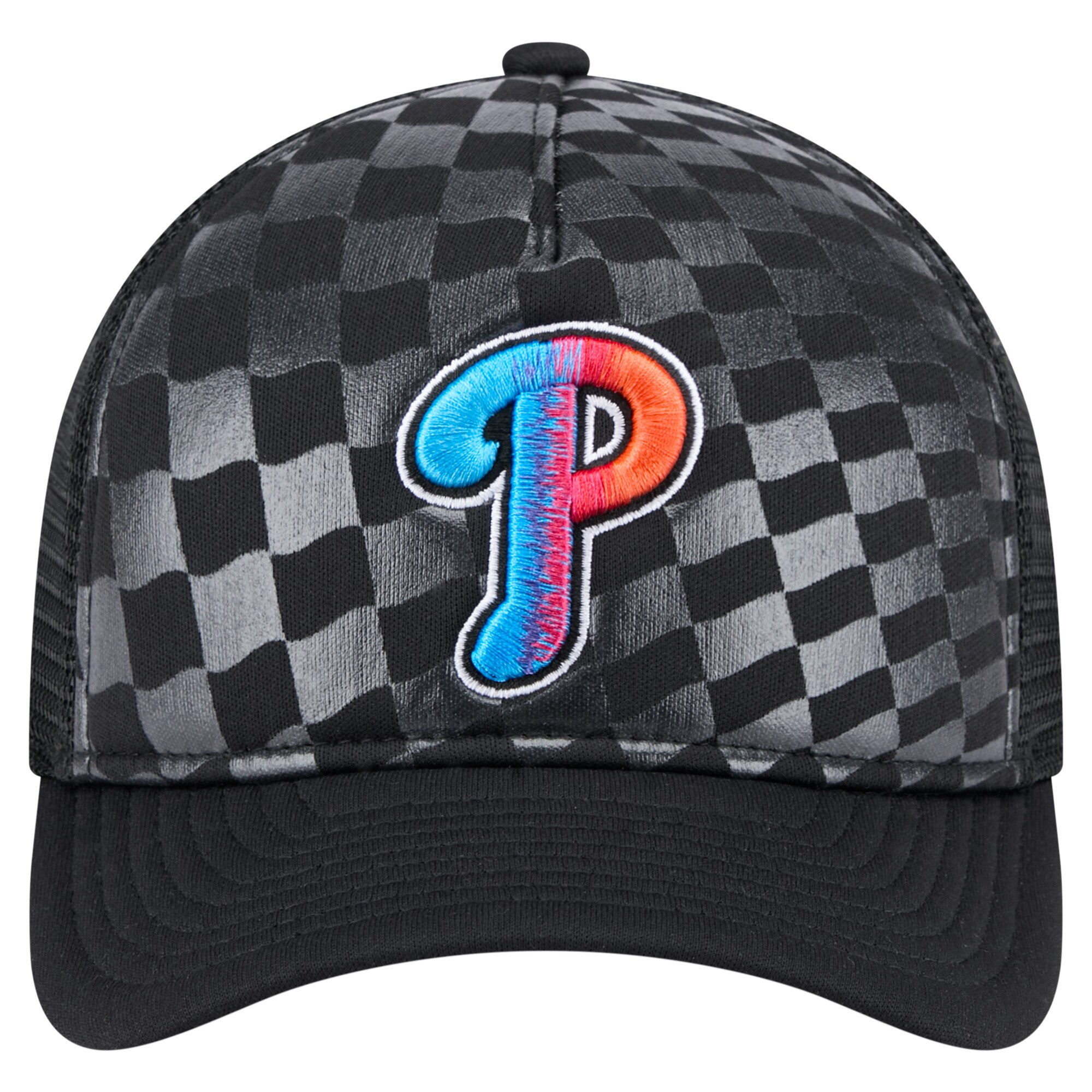 Philadelphia Phillies mens philadelphia phillies new era black gradient 9forty a-frame m-crown trucker adjustable hat Collection - Exclusive Jerseys, Caps, and Hats