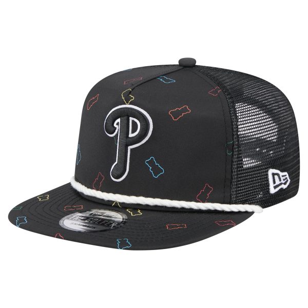 Philadelphia Phillies mens philadelphia phillies new era black gummy golfer trucker adjustable hat Collection - Exclusive Jerseys, Caps, and Hats