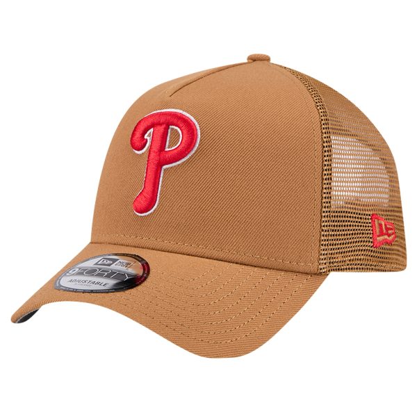 Philadelphia Phillies mens philadelphia phillies new era brown a-frame trucker 9forty adjustable hat Collection - Exclusive Jerseys, Caps, and Hats
