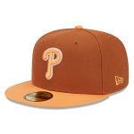 Philadelphia Phillies mens philadelphia phillies new era brownorange spring color basic two-tone 59fifty fitted hat Collection - Exclusive Jerseys, Caps, and Hats