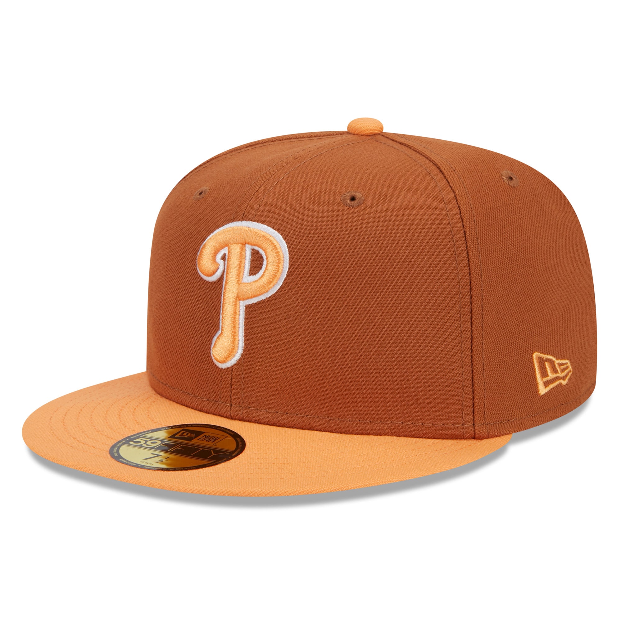 Philadelphia Phillies mens philadelphia phillies new era brownorange spring color basic two-tone 59fifty fitted hat Collection - Exclusive Jerseys, Caps, and Hats