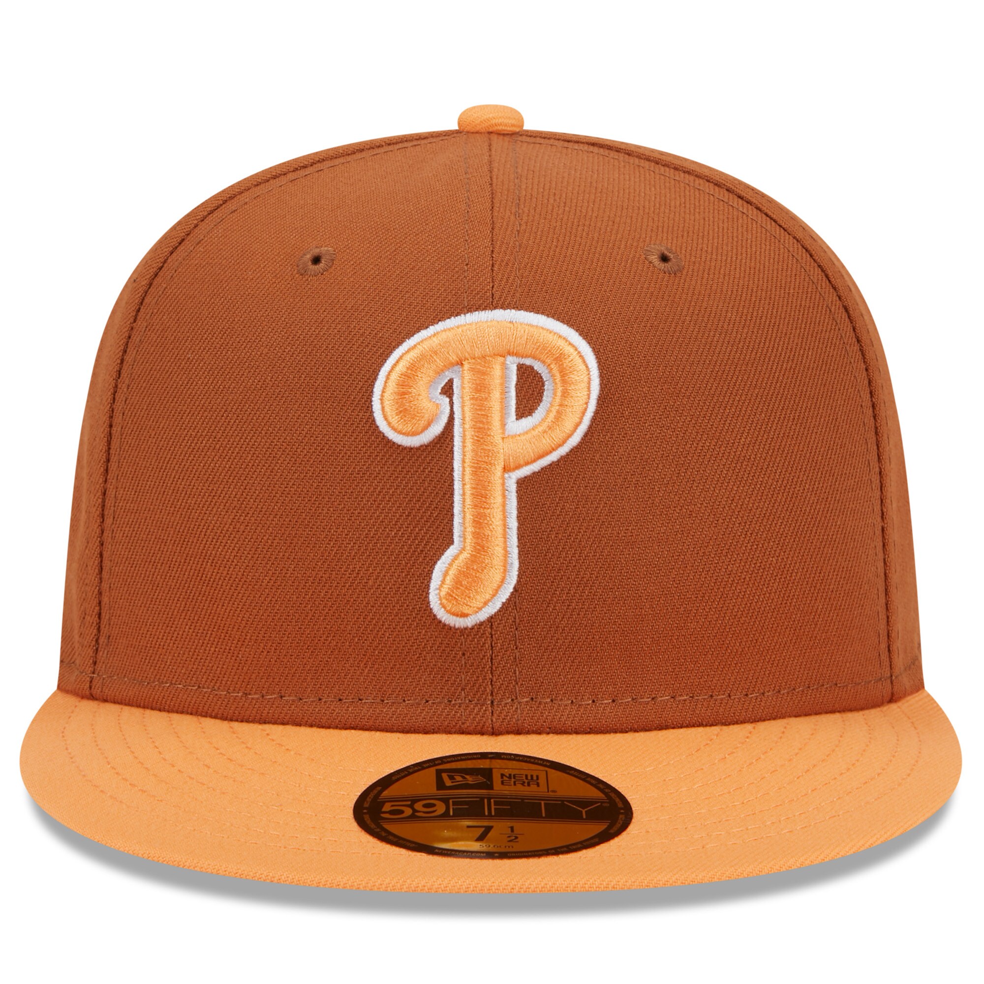 Philadelphia Phillies mens philadelphia phillies new era brownorange spring color basic two-tone 59fifty fitted hat Collection - Exclusive Jerseys, Caps, and Hats