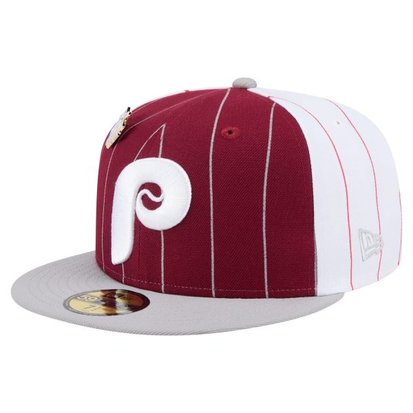 Philadelphia Phillies mens philadelphia phillies new era dark red pinstripe 59fifty fitted hat Collection - Exclusive Jerseys, Caps, and Hats