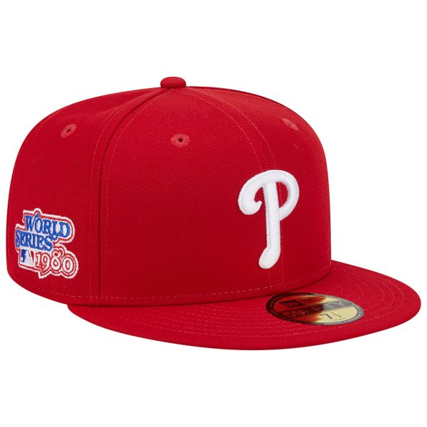 Philadelphia Phillies mens philadelphia phillies new era red 1980 world series team color 59fifty fitted hat Collection - Exclusive Jerseys, Caps, and Hats