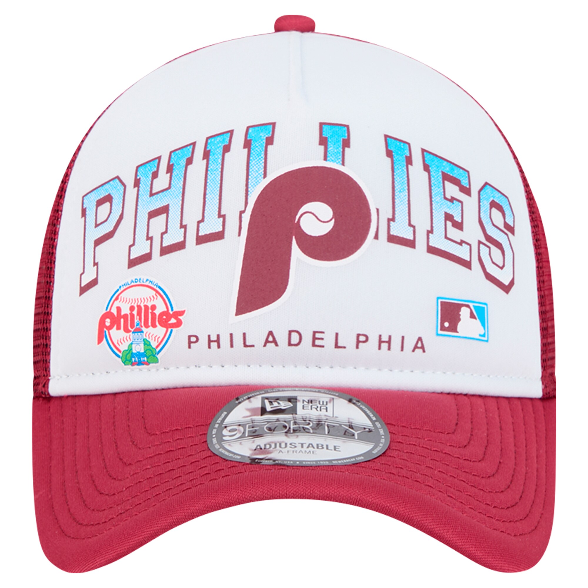 Philadelphia Phillies mens philadelphia phillies new era white retro wordmark 9forty a-frame trucker adjustable hat Collection - Exclusive Jerseys, Caps, and Hats