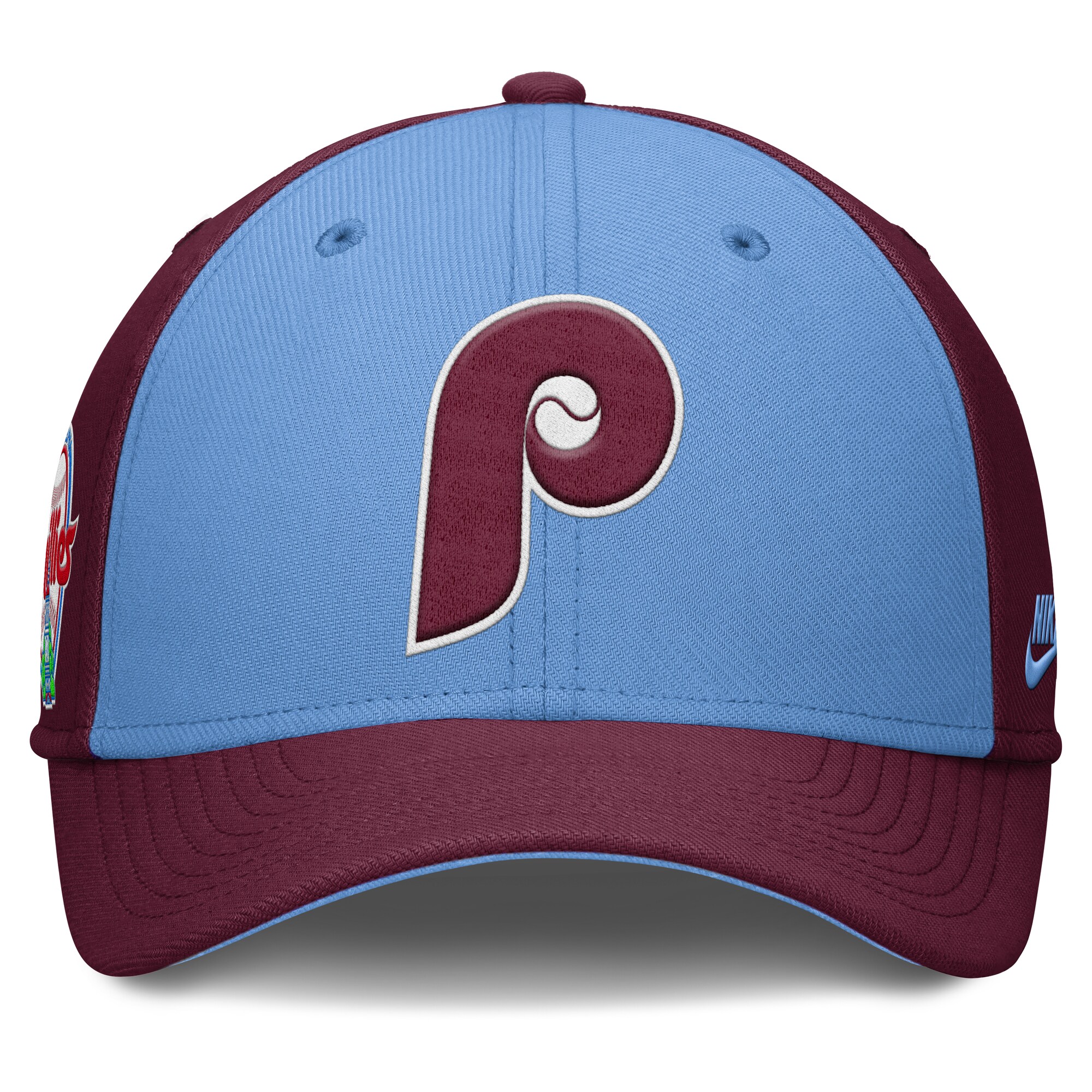 Philadelphia Phillies mens philadelphia phillies nike burgundylight blue rise swoosh performance flex hat Collection - Exclusive Jerseys, Caps, and Hats