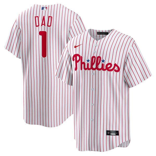 Philadelphia Phillies mens philadelphia phillies nike white 1 dad home replica jersey Collection - Exclusive Jerseys, Caps, and Hats