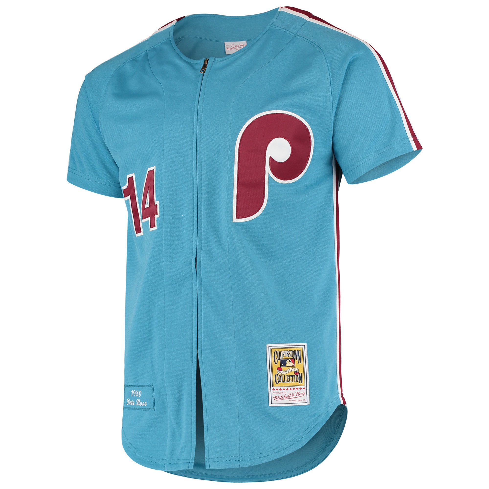 Philadelphia Phillies mens philadelphia phillies pete rose mitchell  ness light blue cooperstown collection authentic jersey Collection - Exclusive Jerseys, Caps, and Hats
