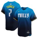 Philadelphia Phillies mens philadelphia phillies trea turner nike blue 2024 city connect limited player jersey Collection - Exclusive Jerseys, Caps, and Hats