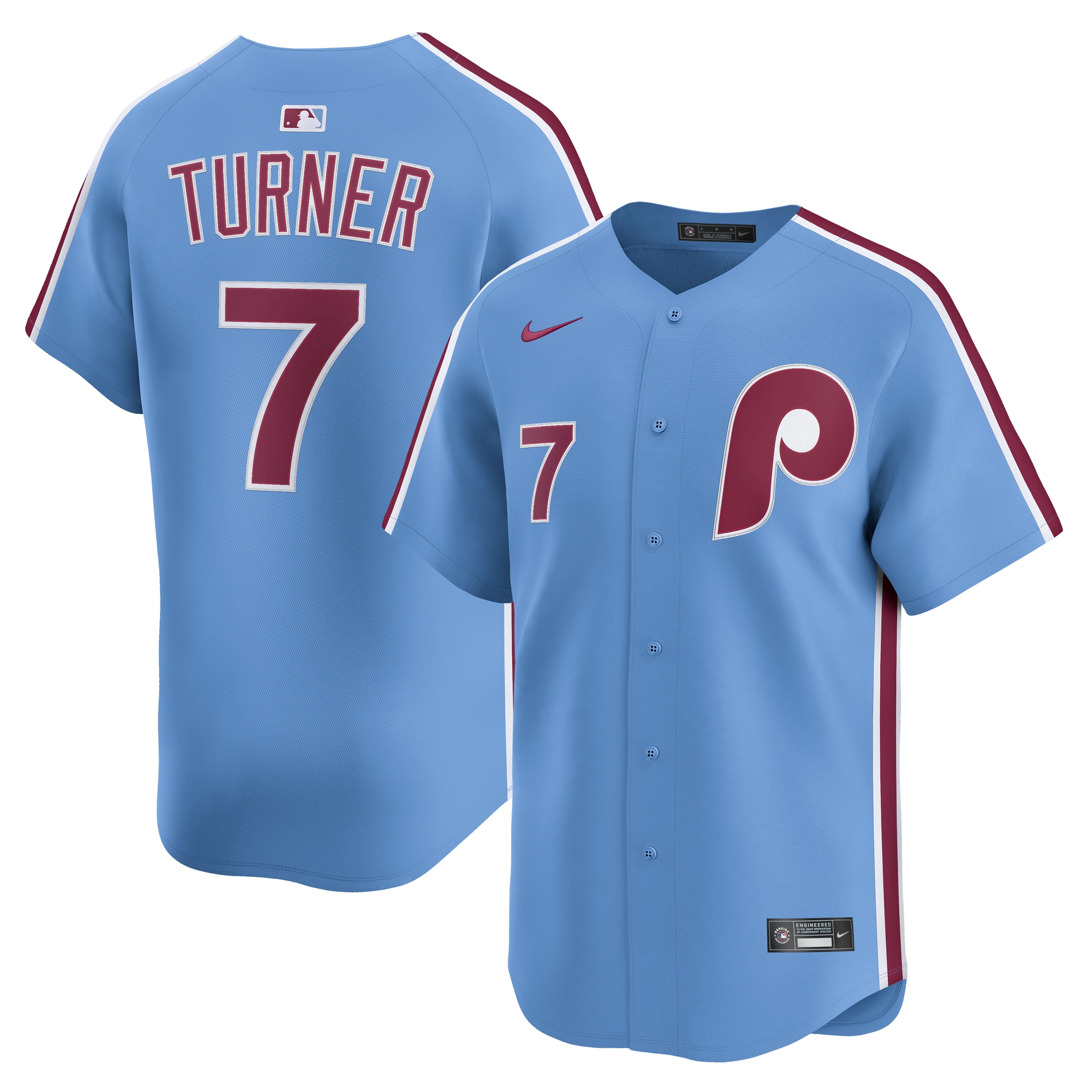 Philadelphia Phillies mens philadelphia phillies trea turner nike light blue alternate limited player jersey 202774521 Collection - Exclusive Jerseys, Caps, and Hats
