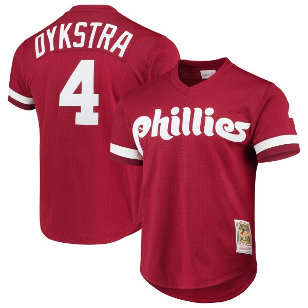 Philadelphia Phillies mitchell  ness lenny dykstra philadelphia phillies cooperstown collection mesh batting practice jersey – scarlet Collection - Exclusive Jerseys, Caps, and Hats