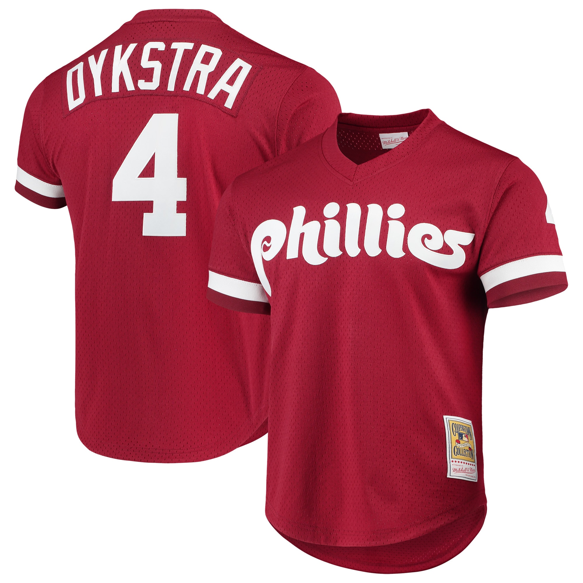 Philadelphia Phillies mitchell  ness lenny dykstra philadelphia phillies cooperstown collection mesh batting practice jersey – scarlet Collection - Exclusive Jerseys, Caps, and Hats