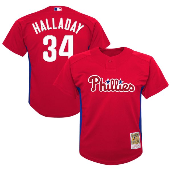 Philadelphia Phillies preschool philadelphia phillies roy halladay mitchell  ness red cooperstown collection mesh batting practice jersey Collection - Exclusive Jerseys, Caps, and Hats