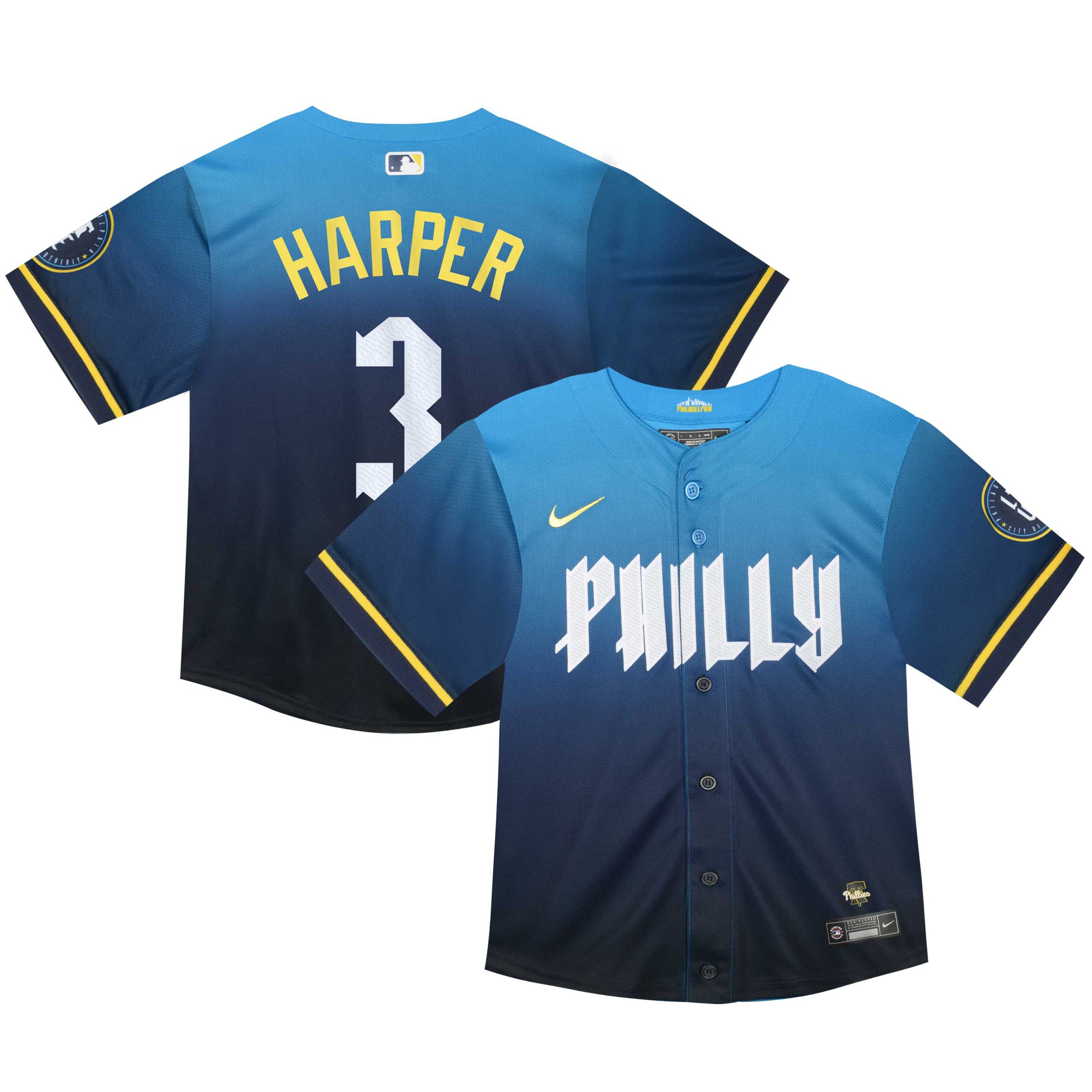 Philadelphia Phillies toddler philadelphia phillies bryce harper nike blue 2024 city connect limited player jersey Collection - Exclusive Jerseys, Caps, and Hats