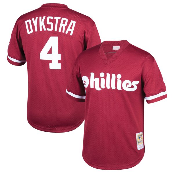Philadelphia Phillies youth philadelphia phillies lenny dykstra mitchell  ness burgundy cooperstown collection mesh batting practice jersey Collection - Exclusive Jerseys, Caps, and Hats