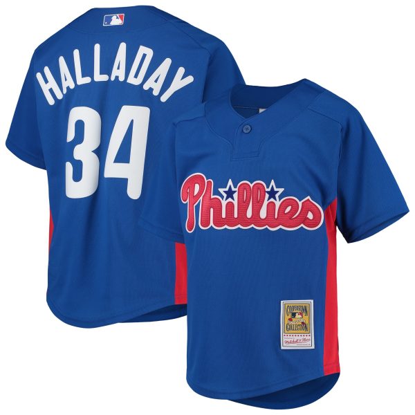 Philadelphia Phillies youth philadelphia phillies roy halladay mitchell  ness royal cooperstown collection mesh batting practice jersey 4675871 Collection - Exclusive Jerseys, Caps, and Hats